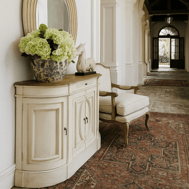 Bastian 4 Door Curved Sideboard - Distressed White at Online8 Furniture Auckland NZ