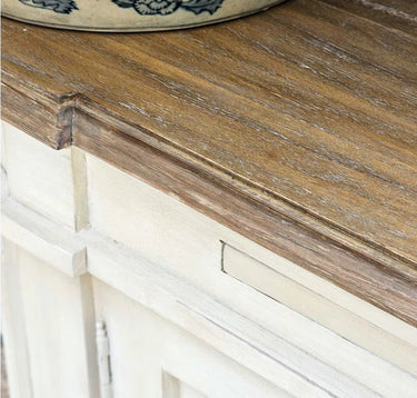 Bastian 4 Door Curved Sideboard - Distressed White at Online8 Furniture Auckland NZ