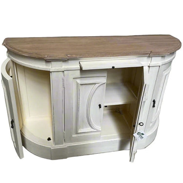 Bastian 4 Door Curved Sideboard - Distressed White at Online8 Furniture Auckland NZ