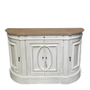 Bastian 4 Door Curved Sideboard - Distressed White at Online8 Furniture Auckland NZ