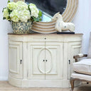 Bastian 4 Door Curved Sideboard - Distressed White at Online8 Furniture Auckland NZ