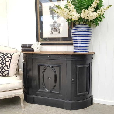 Bastian 4 Door Curved Sideboard - Antique Black at Online8 Furniture Auckland NZ