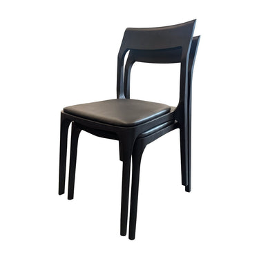 Baur Leather Dining Chair - Black at Online8 Furniture Auckland NZ