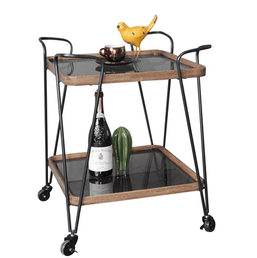 Baxton Square Bar Cart Trolley with Wheels at Online8 Furniture Auckland NZ