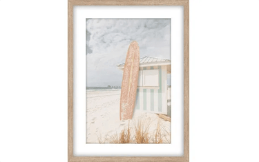 Beach Hut Framed Print - Natural at Online8 Furniture Auckland NZ