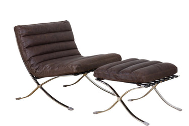 Beaubourg Leather Chair with Ottoman at Online8 Furniture Auckland NZ