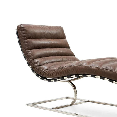 Beaubourg Top Grain Leather Chaise - Vintage Brown at Online8 Furniture Auckland NZ