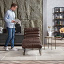 Beaubourg Top Grain Leather Chaise - Vintage Brown at Online8 Furniture Auckland NZ