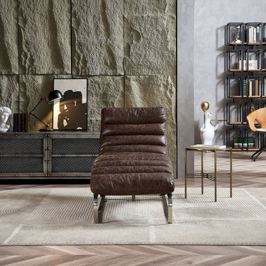 Beaubourg Top Grain Leather Chaise - Vintage Brown at Online8 Furniture Auckland NZ