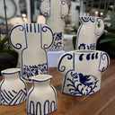 Bettina Vase 24cm -White / Blue at Online8 Furniture Auckland NZ