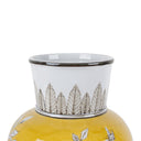 Bird and Blossom Ceramic Tall Vase Yellow Large with birds among flowering branches