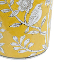 Bird and Blossom Ceramic Tall Vase Yellow Large, 19cm diameter glazed ceramic vase