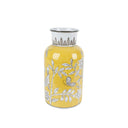 Bird and Blossom Ceramic Tall Vase Yellow Small, 27.5cm high in yellow and grey on white