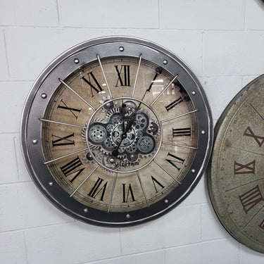 Black Bezel with Rivets Gears Wall Clock - Large at Online8 Furniture Auckland NZ