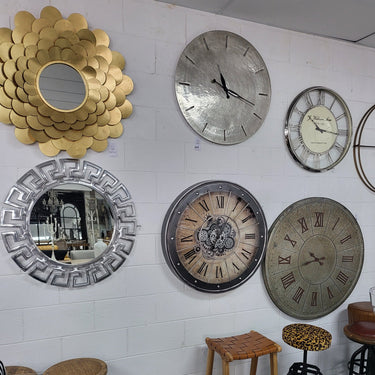Black Bezel with Rivets Gears Wall Clock - Large at Online8 Furniture Auckland NZ