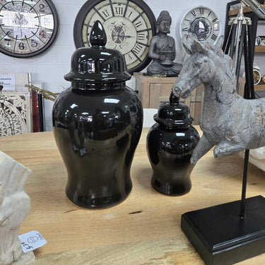 Black Ceramic Ginger Jar - Large at Online8 Furniture Auckland NZ