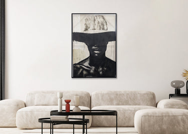 Black Cowboy Hand Painted Framed Canvas Wall Art at Online8 Furniture Auckland NZ