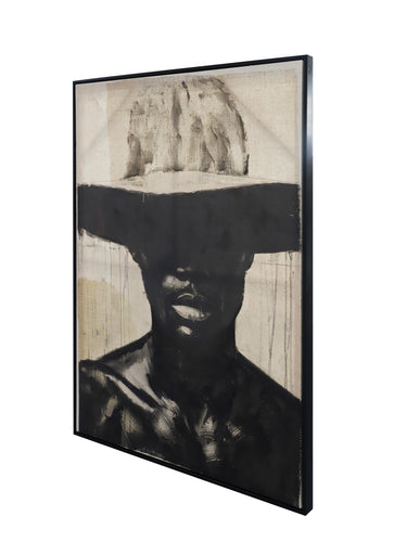 Black Cowboy Hand Painted Framed Canvas Wall Art at Online8 Furniture Auckland NZ
