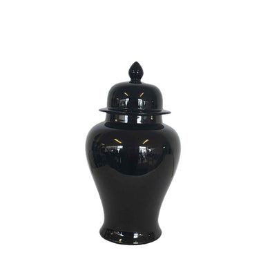 Black Porcelain Ginger Jar - 35cm at Online8 Furniture Auckland NZ