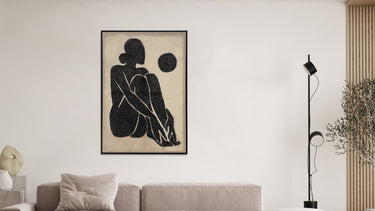 Black Nude Hand Painted Framed Canvas Wall Art at Online8 Furniture Auckland NZ