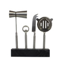 Black & Silver Bar Cocktail Set on Marble Base at Online8 Furniture Auckland NZ