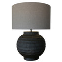 Black Terracotta Table Lamp with Grey Linen Shade at Online8 Furniture Auckland NZ