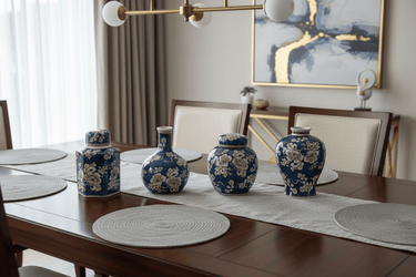 Blue and White Jar - Set of 4 at Online8 Furniture Auckland NZ