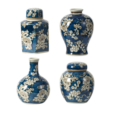 Blue and White Jar - Set of 4 at Online8 Furniture Auckland NZ