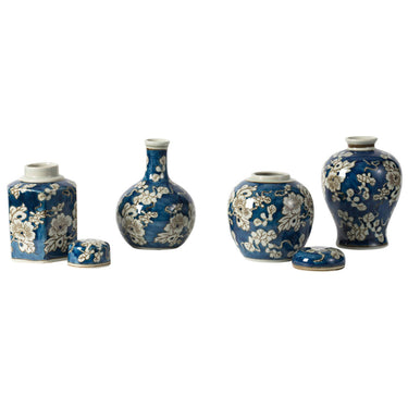 Blue and White Jar - Set of 4 at Online8 Furniture Auckland NZ