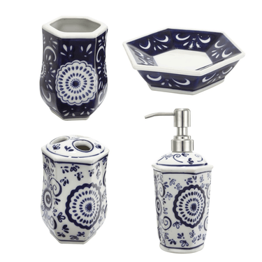 Blue Bathroom Accessory Set at Online8 Furniture Auckland NZ
