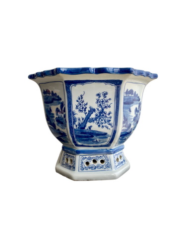Blue & White Hexagonal Planter at Online8 Furniture Auckland NZ