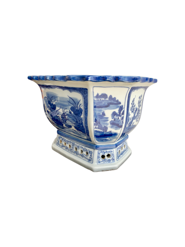Blue & White Hexagonal Planter at Online8 Furniture Auckland NZ