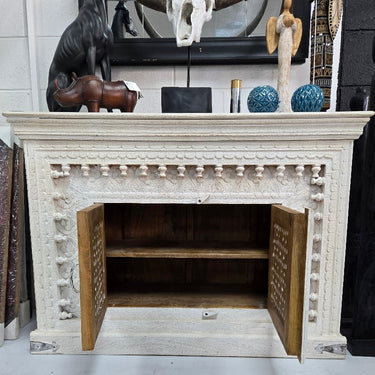 Boho Hand Carved 2 Door Teak Sideboard at Online8 Furniture Auckland NZ