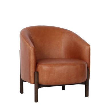 Bowie Rounded Leather Tub Armchair at Online8 Furniture Auckland NZ