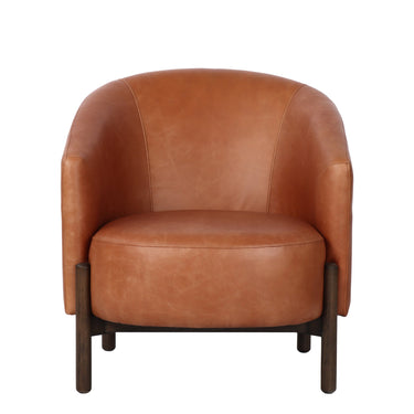 Bowie Rounded Leather Tub Armchair at Online8 Furniture Auckland NZ