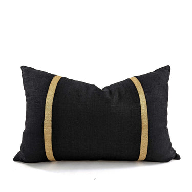 Braid Linen Cushion Cover - Black / Gold at Online8 Furniture Auckland NZ