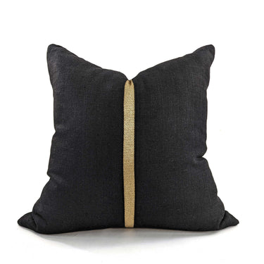 Braid Linen Cushion Cover - Black / Gold at Online8 Furniture Auckland NZ