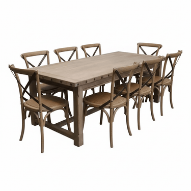 Brasilia Dining Suite – 8 Seater |Reclaimed Elm & Solid Oak| at Online8 Furniture Auckland NZ