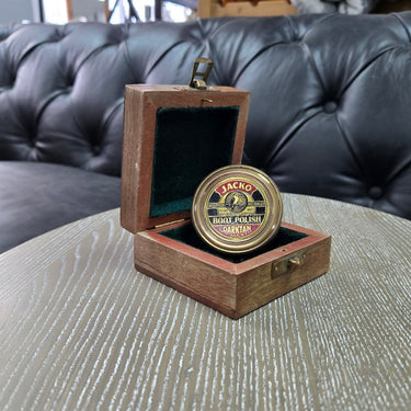 Brass Boot Polish Compass in Wooden Box at Online8 Furniture Auckland NZ