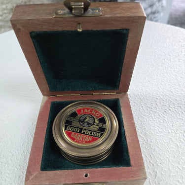 Brass Boot Polish Compass in Wooden Box at Online8 Furniture Auckland NZ