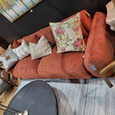 Brooklyn Plush Corduroy 4 Seat Sofa - Rust at Online8 Furniture Auckland NZ