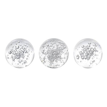 Bubble Spheres - Clear - Set of 3, three 8cm clear glass decorative spheres with a bubble effect