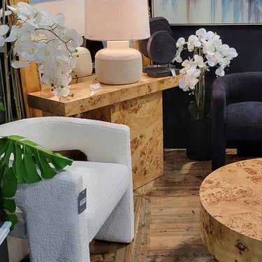 Cambridge Burl Wood Console Table at Online8 Furniture Auckland NZ