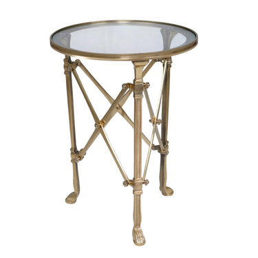 Campaign Side Table Round — Antique Brass at Online8 Furniture Auckland NZ