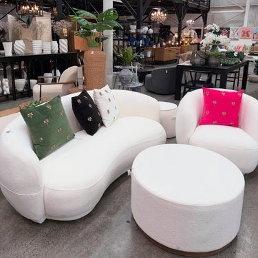 Capri Loveseat Curved Sofa - lvory at Online8 Furniture Auckland NZ