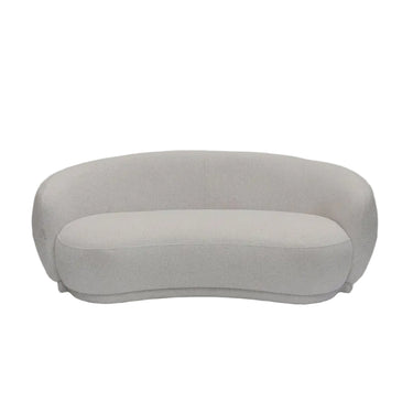 Caprice 2.5 Seater Curved Sofa in cream linen-look polyester on a durable plywood frame