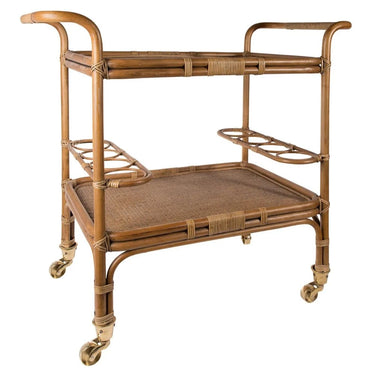 Carlo Rattan Bar Trolley - Antique at Online8 Furniture Auckland NZ