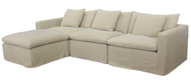 Carlton Slip Cover Modular Sofa with Reversible Chaise - Hemp at Online8 Furniture Auckland NZ