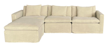 Carlton Slip Cover Modular Sofa with Reversible Chaise - Hemp at Online8 Furniture Auckland NZ