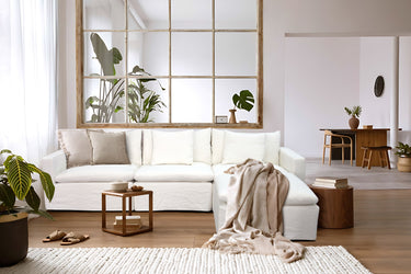 Carlton Slipcover Modular Sofa with Reversible Chaise - Cloud at Online8 Furniture Auckland NZ